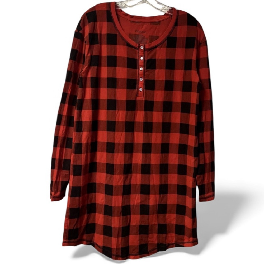 Xhilaration ~ Women’s ~ Nightgown ~ Medium ~ Red & Black ~ Plaid ~ Christmas